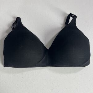 Soma Vanishing 360 Back Wireless Bra 36DD Black Satin Padded Molded Slimming